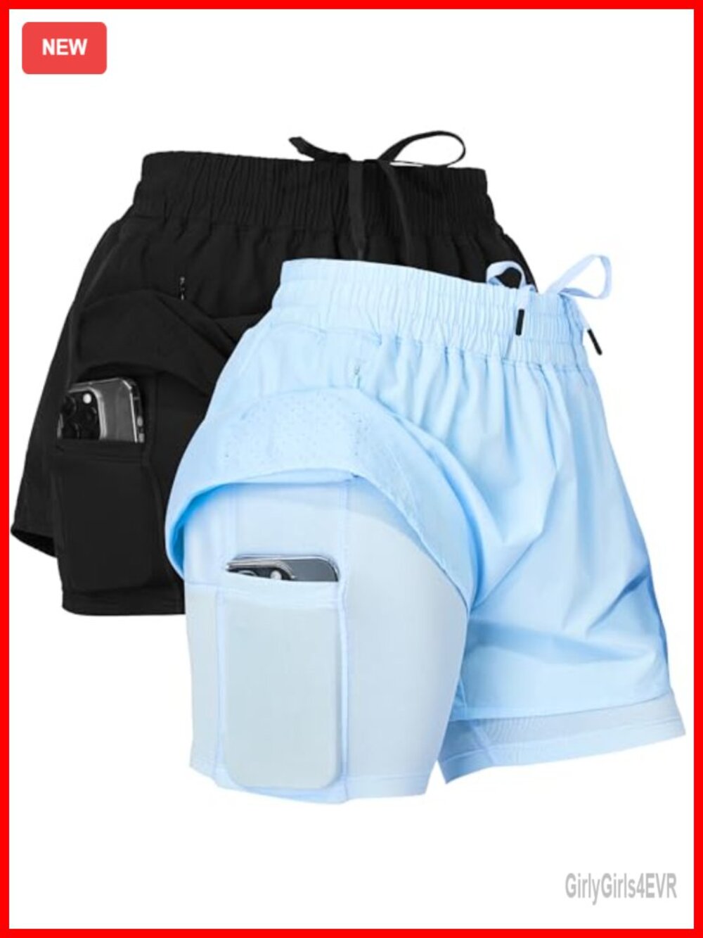 2 Pack Workout Shorts Women 2 in 1 Compression Liner Running Yoga